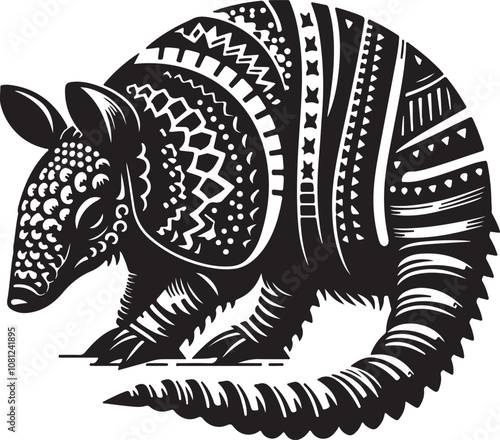 Armadillo Silhouette Vector Art on White Background - Armored Mammal Icon Design

