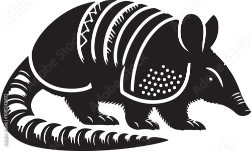 Armadillo Silhouette Vector Art on White Background - Armored Mammal Icon Design

