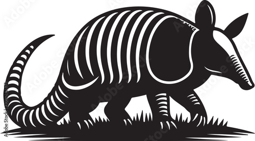 Armadillo Silhouette Vector Art on White Background - Armored Mammal Icon Design

