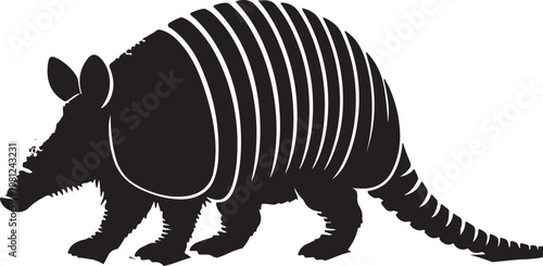 Armadillo Silhouette Vector Art on White Background - Armored Mammal Icon Design

