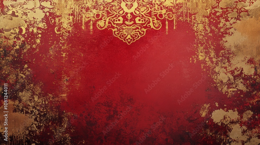 A beautiful, intricate design of a red and gold Chinese New Year banner, with bold calligraphy and detailed patterns A beautiful, intricate design of a red and gold Chinese New Year banner, with bold calligraphy and detailed patterns