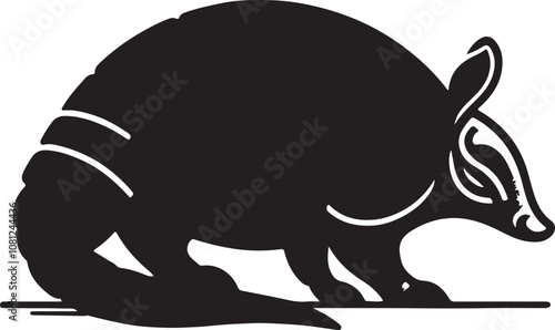 Armadillo Silhouette Vector Art on White Background - Armored Mammal Icon Design

