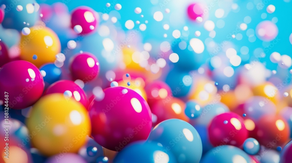 Colorful Bubbles in Motion Against a Vibrant Background Colorful Bubbles in Motion Against a Vibrant Background