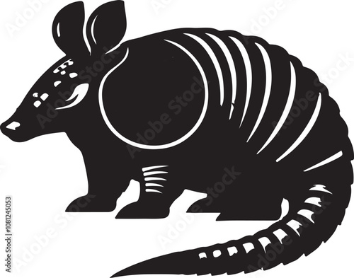 Armadillo Silhouette Vector Art on White Background - Armored Mammal Icon Design

 photo