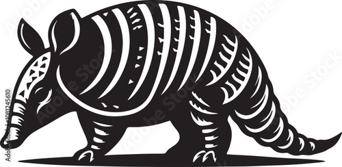Armadillo Silhouette Vector Art on White Background - Armored Mammal Icon Design

