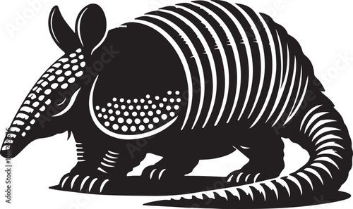 Armadillo Silhouette Vector Art on White Background - Armored Mammal Icon Design

