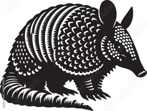 Armadillo Silhouette Vector Art on White Background - Unique Armored Animal Icon Design

