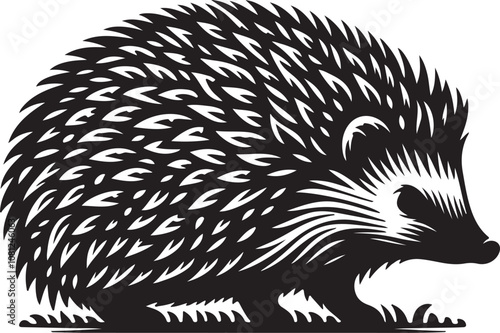 Hedgehog Silhouette Vector Art on White Background - Adorable Spiky Animal Icon Design

