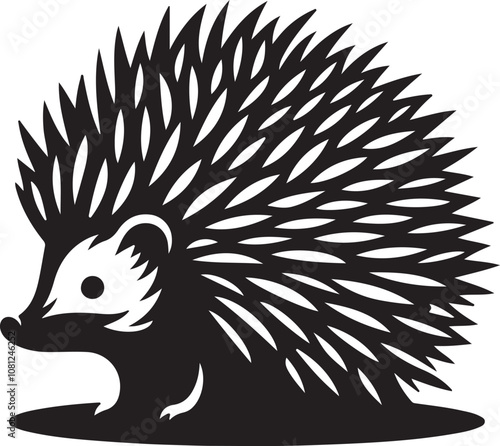 Hedgehog Silhouette Vector Art on White Background - Adorable Spiky Animal Icon Design


