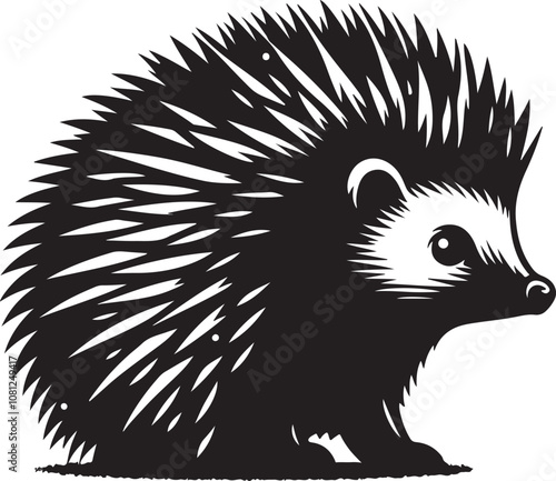Hedgehog Silhouette Vector Art on White Background - Cute Forest Animal Icon Design

