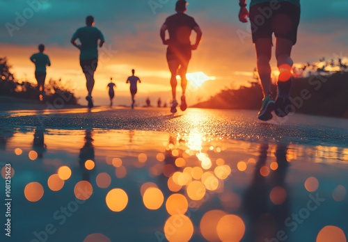 people running on a road