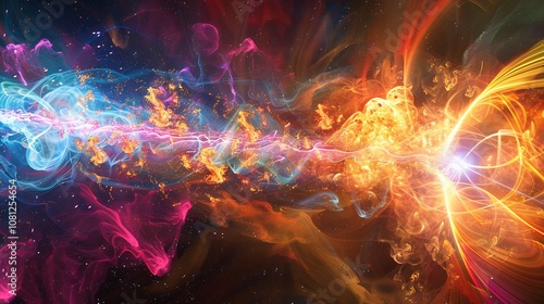 Vibrant visualization of positrons and electrons annihilating releasing gamma rays