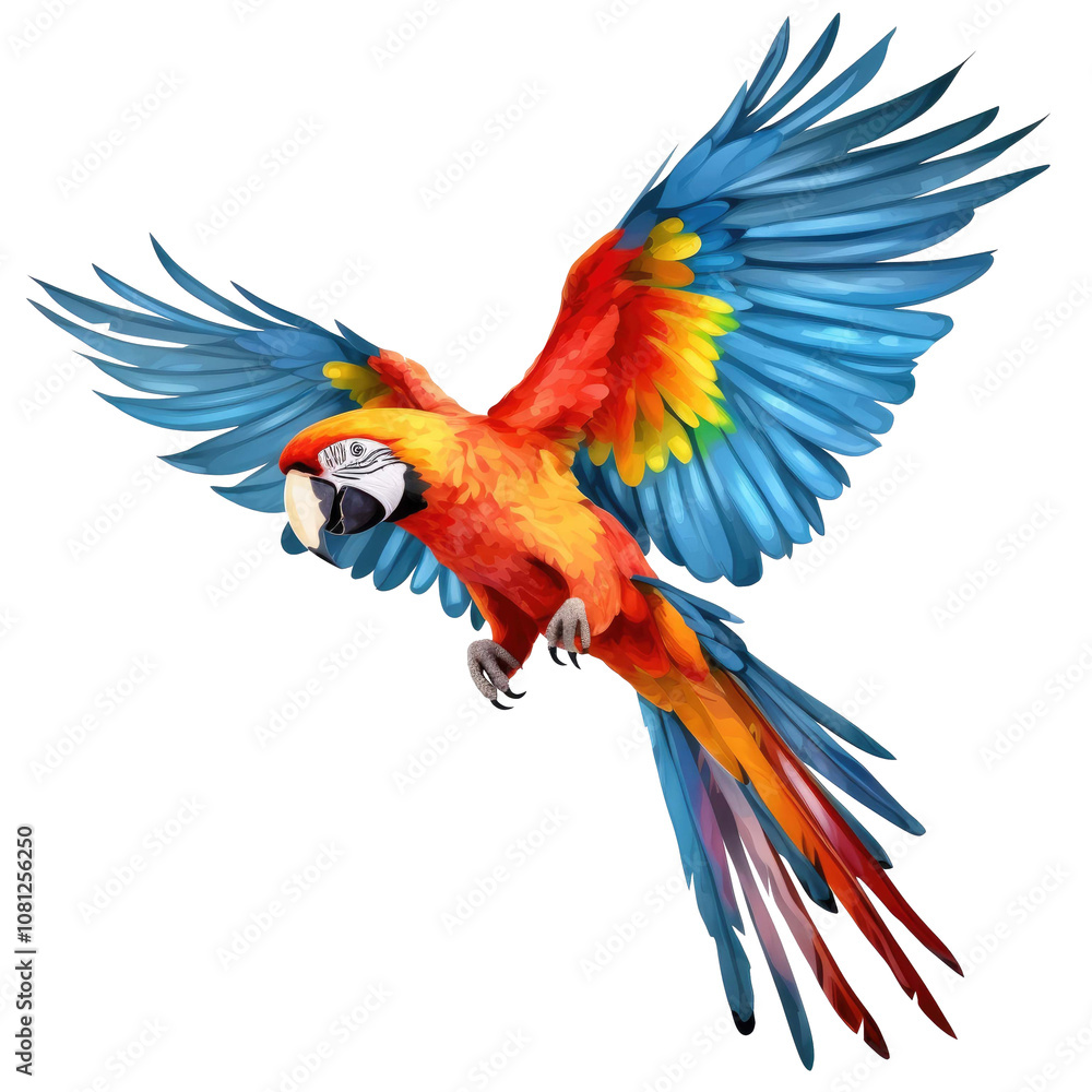 Obraz premium Macaw parrot are fly beautifully in bright colors isolated on a white background