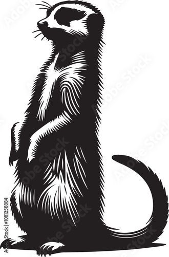 Meerkat Silhouette Vector Art on White Background - Alert Desert Animal Icon Design

