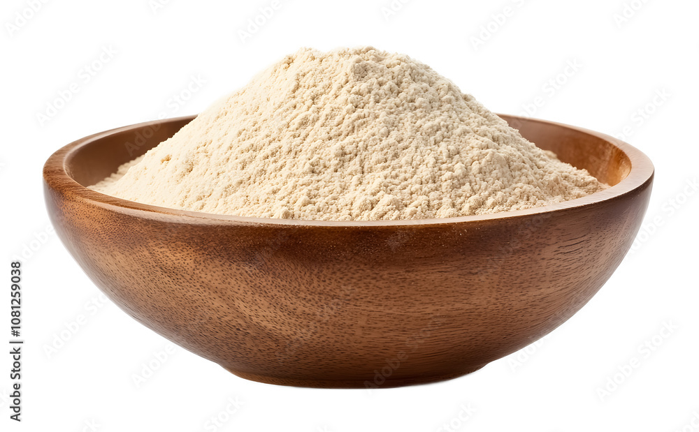 Wheat flour in a brown bowl isolated on a transparent background Wheat flour in a brown bowl isolated on a transparent background