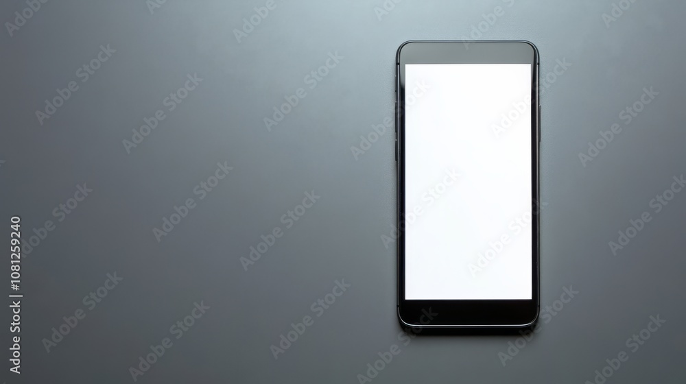 Smartphone Mockup: Sleek black smartphone with blank white screen on dark gray background. Perfect for app presentations, website designs, or showcasing your mobile interface. Smartphone Mockup: Sleek black smartphone with blank white screen on dark gray background. Perfect for app presentations, website designs, or showcasing your mobile interface.