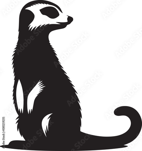 Meerkat Silhouette Vector Art on White Background - Alert Desert Animal Icon Design

