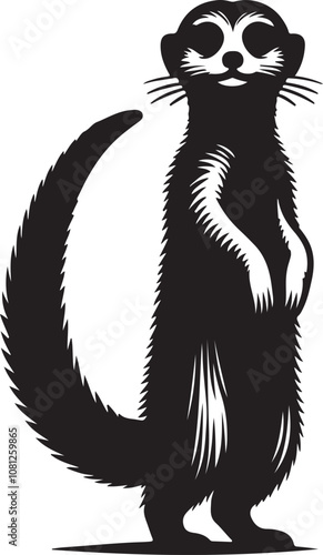 Meerkat Silhouette Vector Art on White Background - Alert Desert Animal Icon Design

