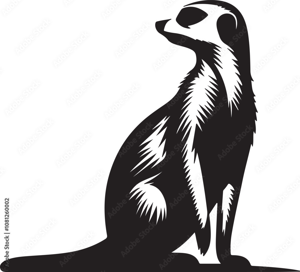 Obraz premium Meerkat Silhouette Vector Art on White Background - Alert Desert Animal Icon Design
