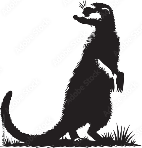 Meerkat Silhouette Vector Art on White Background - Alert Desert Animal Icon Design

