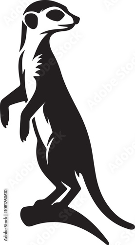 Meerkat Silhouette Vector Art on White Background - Alert Desert Animal Icon Design

