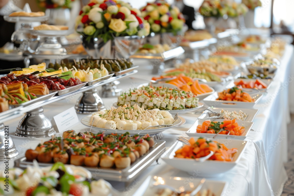 Catering food on long table, Party Catering food on long table, Party