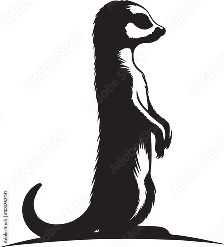 Meerkat Silhouette Vector Art on White Background - Alert Desert Animal Icon Design

