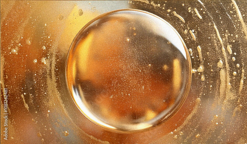 Golden Bubble Texture with Shimmering Abstract Design