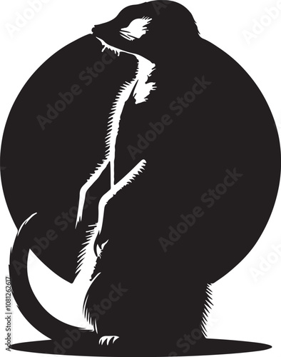 Meerkat Silhouette Vector Art on White Background - Alert Desert Animal Icon Design


