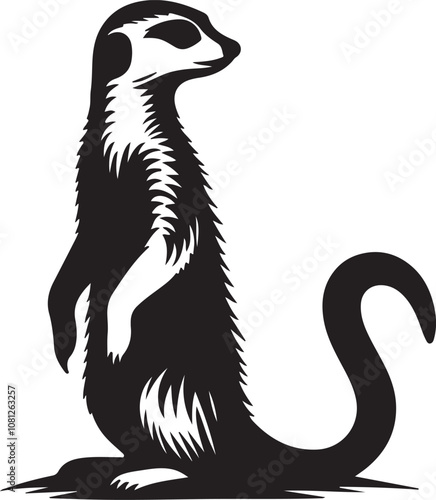 Meerkat Silhouette Vector Art on White Background - Alert Desert Animal Icon Design

