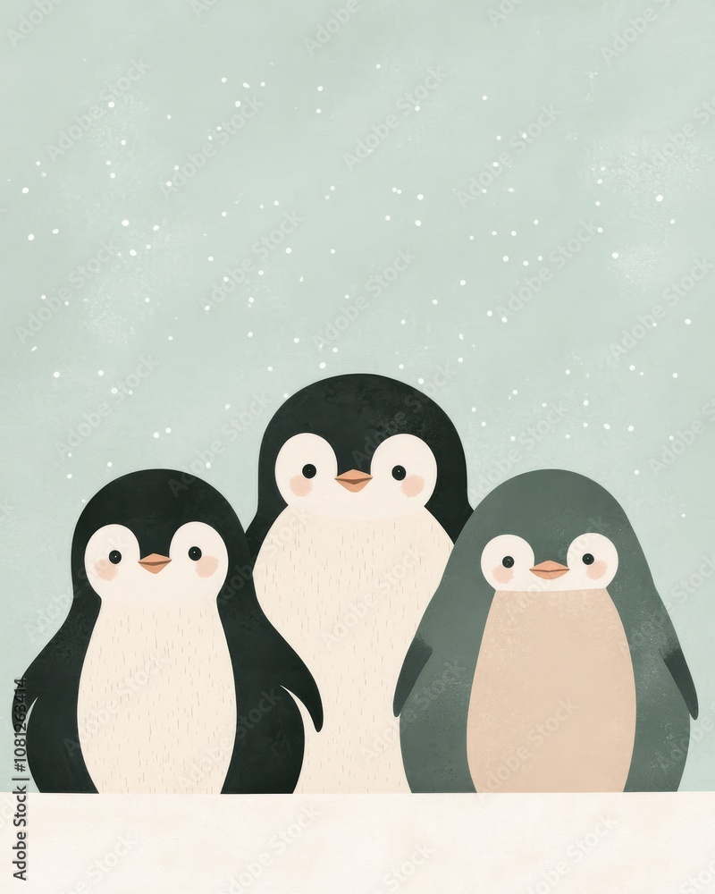 Penguins with Cute Babies. The concept of family, care and protection. Penguins with Cute Babies. The concept of family, care and protection.