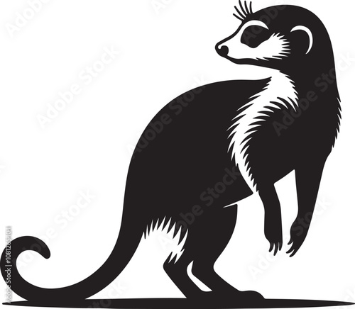 Meerkat Silhouette Vector Art on White Background - Alert Desert Animal Icon Design

