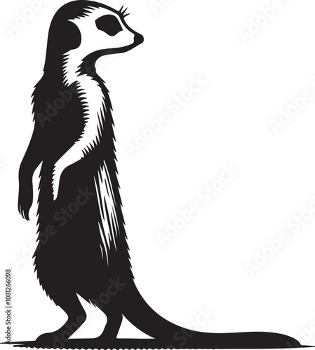Meerkat Silhouette Vector Art on White Background - Alert Desert Animal Icon Design

