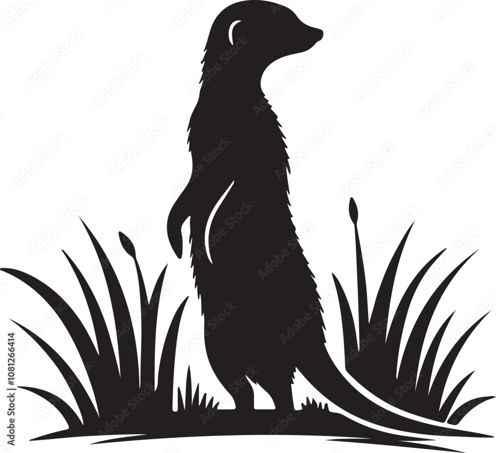Meerkat Silhouette Vector Art on White Background - Alert Desert Animal Icon Design
Meerkat Silhouette Vector Art on White Background - Alert Desert Animal Icon Design