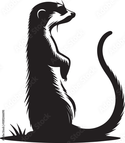 Meerkat Silhouette Vector Art on White Background - Alert Desert Animal Icon Design

