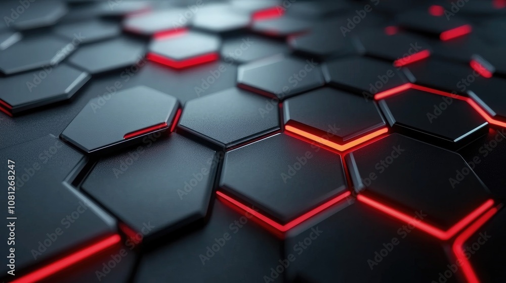 Futuristic Hexagonal Patterns with Red Neon Light on Dark Background Ideal for Technology and Modern Design Concepts in Digital Media and Graphics Futuristic Hexagonal Patterns with Red Neon Light on Dark Background Ideal for Technology and Modern Design Concepts in Digital Media and Graphics