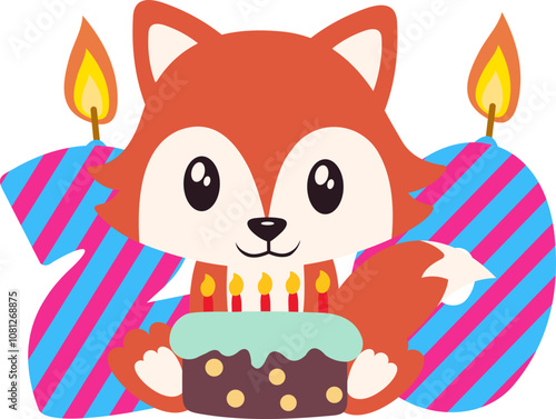 Birthday Animal Cute With Number 20TH