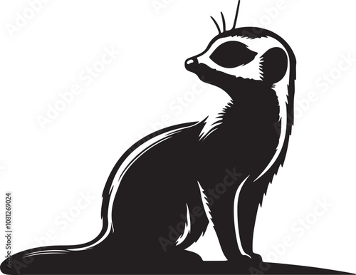 Meerkat Silhouette Vector Art on White Background - Alert Desert Animal Icon Design


