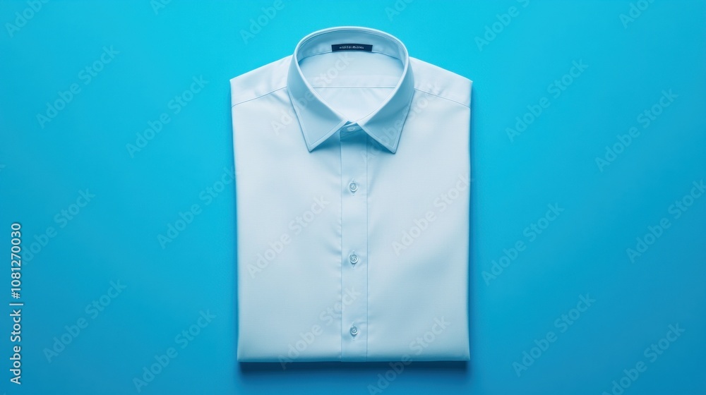 Folded White Shirt on Blue Background Folded White Shirt on Blue Background