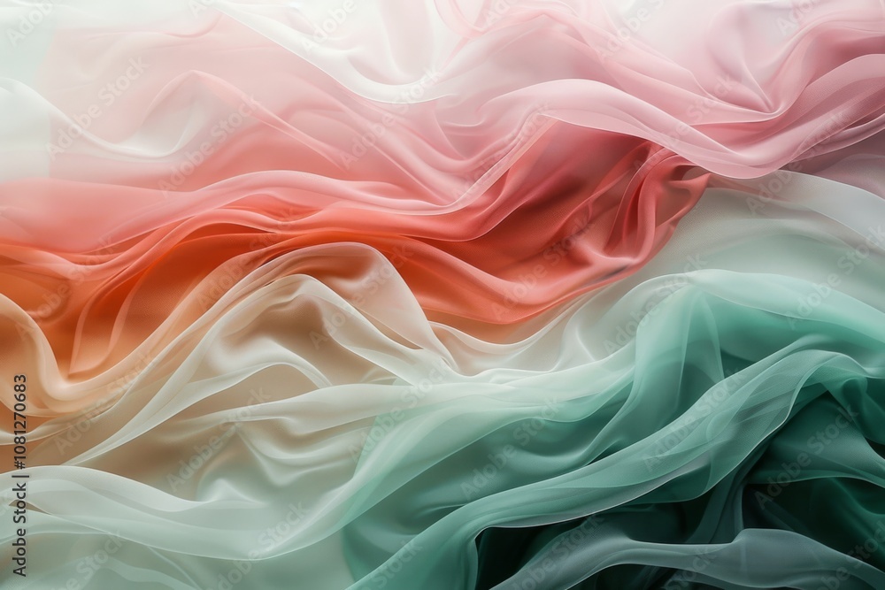 Waves of vibrant, softly flowing fabric in pastel hues create a dreamlike, artistic expression of color and movement. Waves of vibrant, softly flowing fabric in pastel hues create a dreamlike, artistic expression of color and movement.