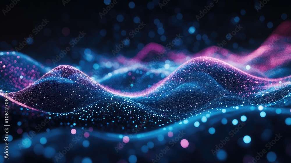 Vibrant Abstract Waves of Light with Glowing Particles Creating a Dreamy and Futuristic Background for Digital Art and Technology Themes Vibrant Abstract Waves of Light with Glowing Particles Creating a Dreamy and Futuristic Background for Digital Art and Technology Themes