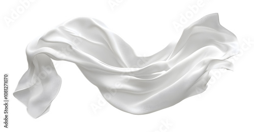 White fabric flowing on a transparent background. isolated background.