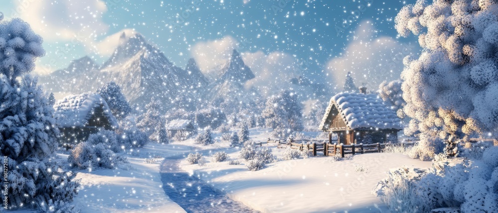 Winter abstract landscape. Fantastic winter landscape. Winter abstract landscape. Fantastic winter landscape.