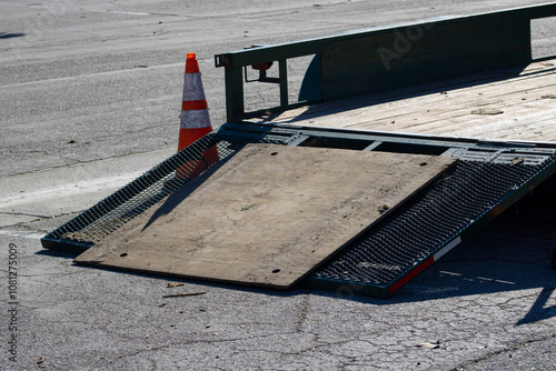 open ramp truck bed for loading