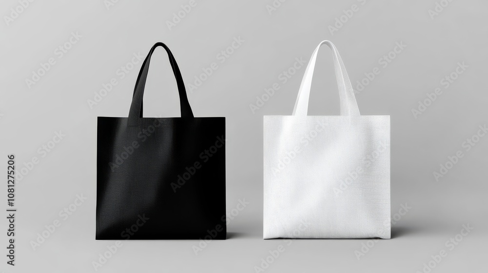 Black and White Tote Bags Mockup Black and White Tote Bags Mockup