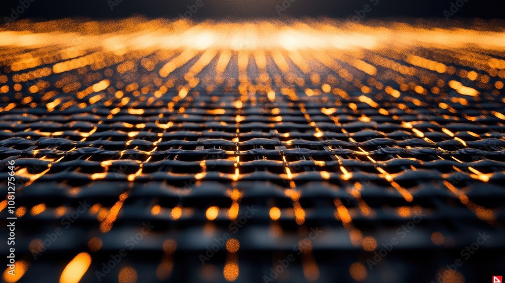 Obraz premium Abstract Close-Up of Textured Surface with Intertwining Lines and Warm Light Reflections, Creating a Mesmerizing Visual Effect for Artistic or Modern Backgrounds