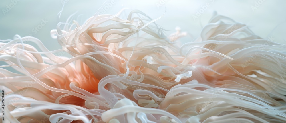Delicate tendrils swirl in a soft underwater dance, creating an ethereal, otherworldly scene. Delicate tendrils swirl in a soft underwater dance, creating an ethereal, otherworldly scene.