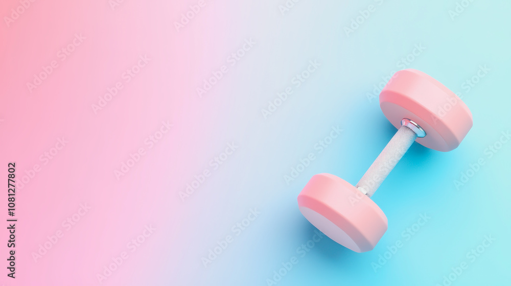 Pastel Pink Dumbbell on Gradient Background Ideal for Fitness, Wellness, and Lifestyle Themes Representing Exercise, Health, and Strength Training Pastel Pink Dumbbell on Gradient Background Ideal for Fitness, Wellness, and Lifestyle Themes Representing Exercise, Health, and Strength Training