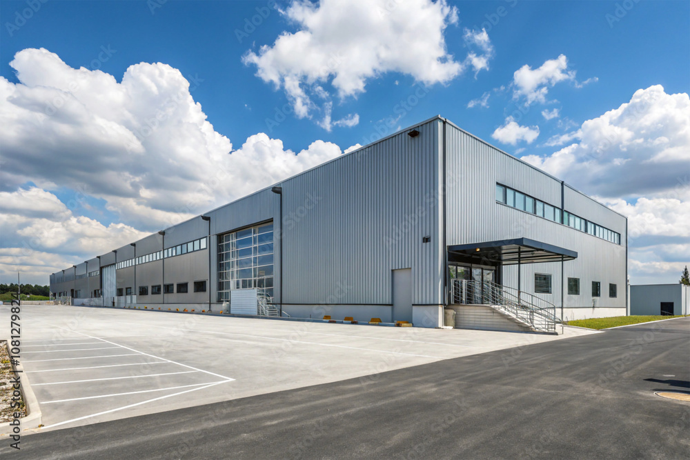warehouse Straight Wall Steel Commercial Garage Building. Generative ai warehouse Straight Wall Steel Commercial Garage Building. Generative ai