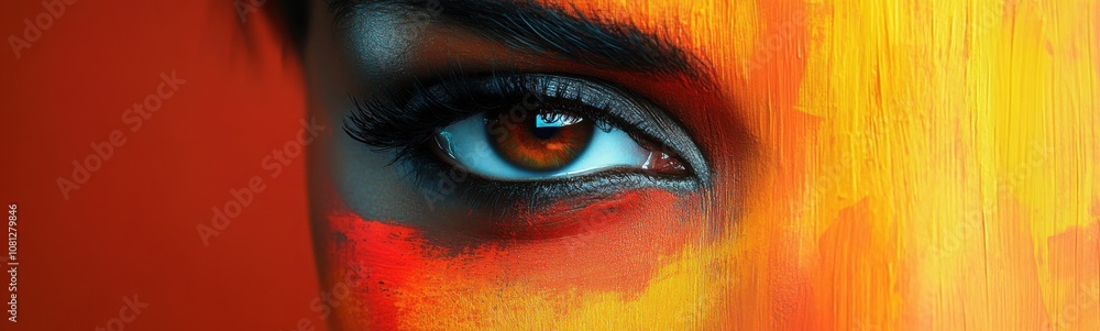 Someone has painted a picture of a woman's eye, creative portrait Someone has painted a picture of a woman's eye, creative portrait